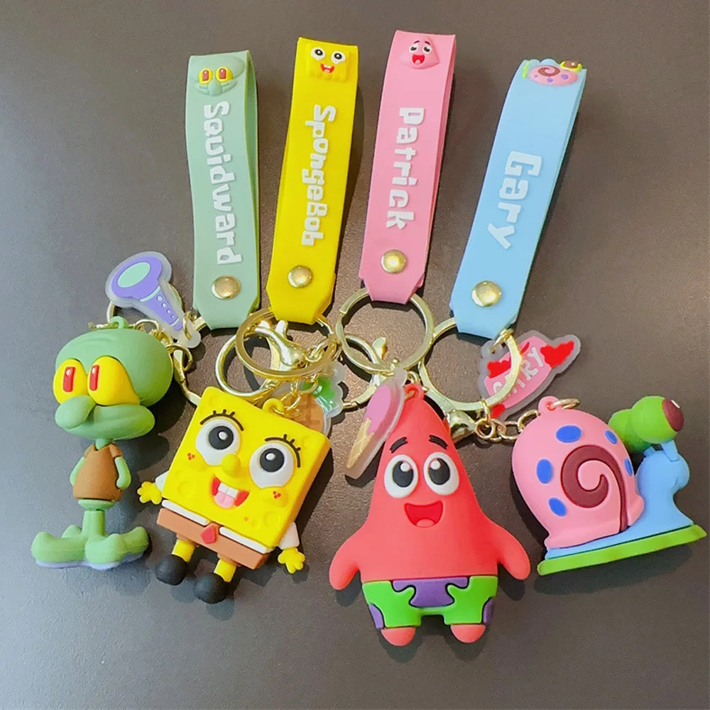 Anime SpongeBob Keychain Patrick Star Gary Squidward Tentacles Small Pendant Bag Hangings Christmas Birthday Gift
