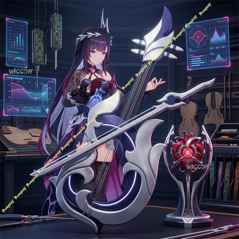 

Honkai: Star Rail Hysilens Helektra Cosplay Silver & Blue Anime Musical Instrument Violin Prop Replica for Halloween & Comic Con