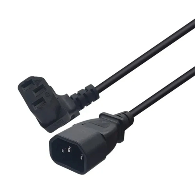 60cm IEC320 C14 to IEC320 C13 Upward Bend Cable Line, 3 Terminals Male to Female Right Angled Connectors Cord Wire