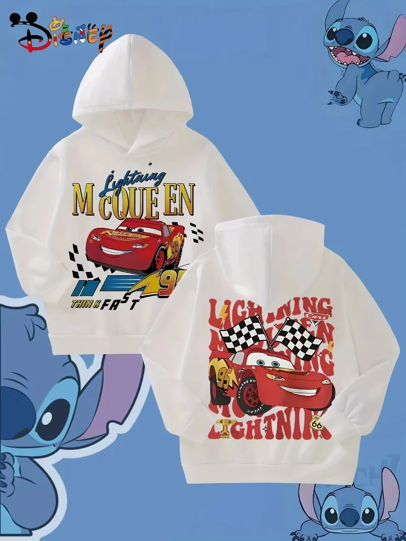Disney Cars Lightning McQueen Racing Design Printed Sweatshirts Hoodies for Men and Women Pixar Plus Size Thermal Sport Tops
