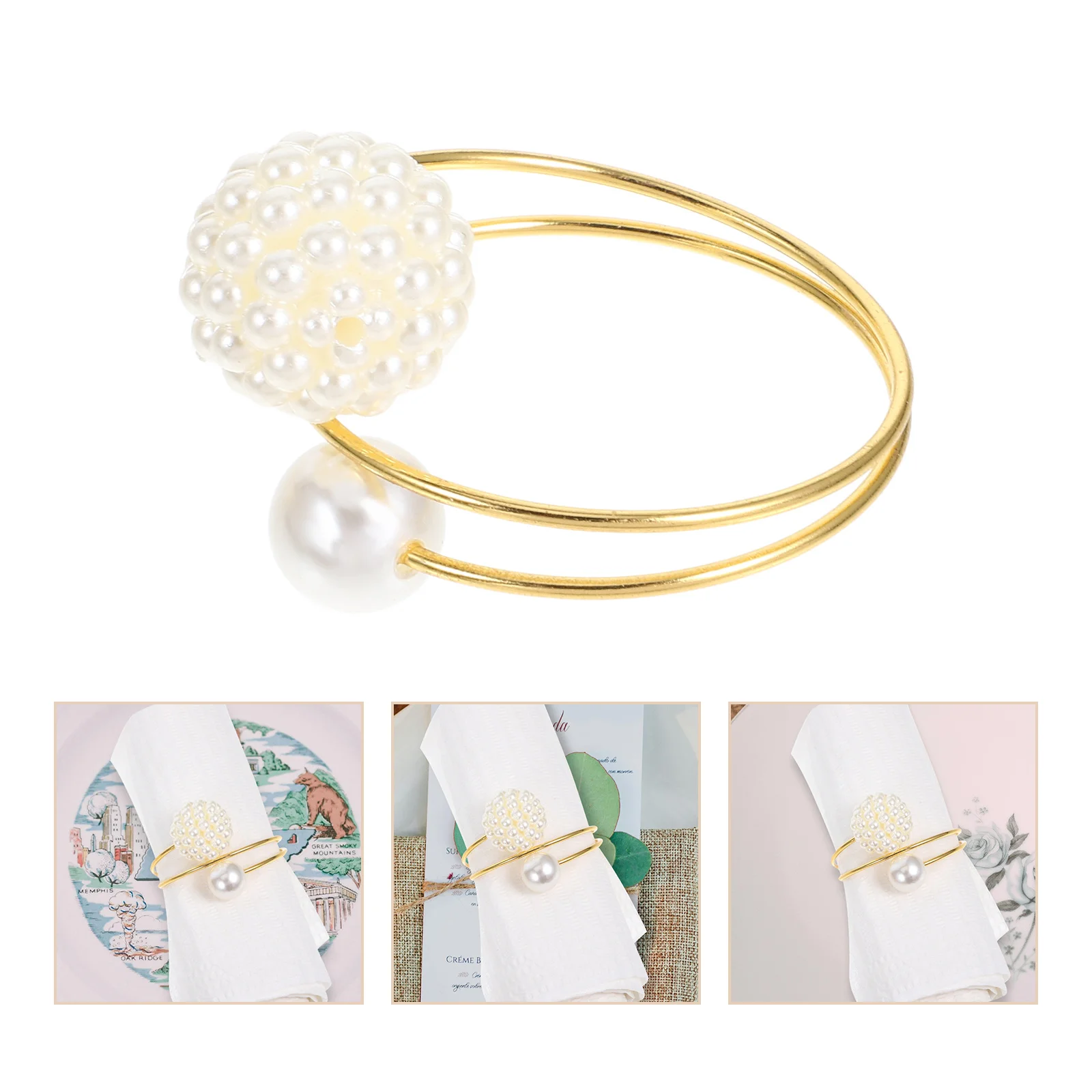 

12Pcs Pearl Napkin Holders Metal Durable Serviette Rings Elegant Dining Table Decor Napkin Rings Serviette Ring