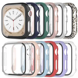 Glass+Case For Apple Watch Serie 9 8 7 6 SE 5 4 3 2 Case 45mm 41mm 44mm 40mm 38mm 42mm PC Bumper Screen Protector Cover Watch