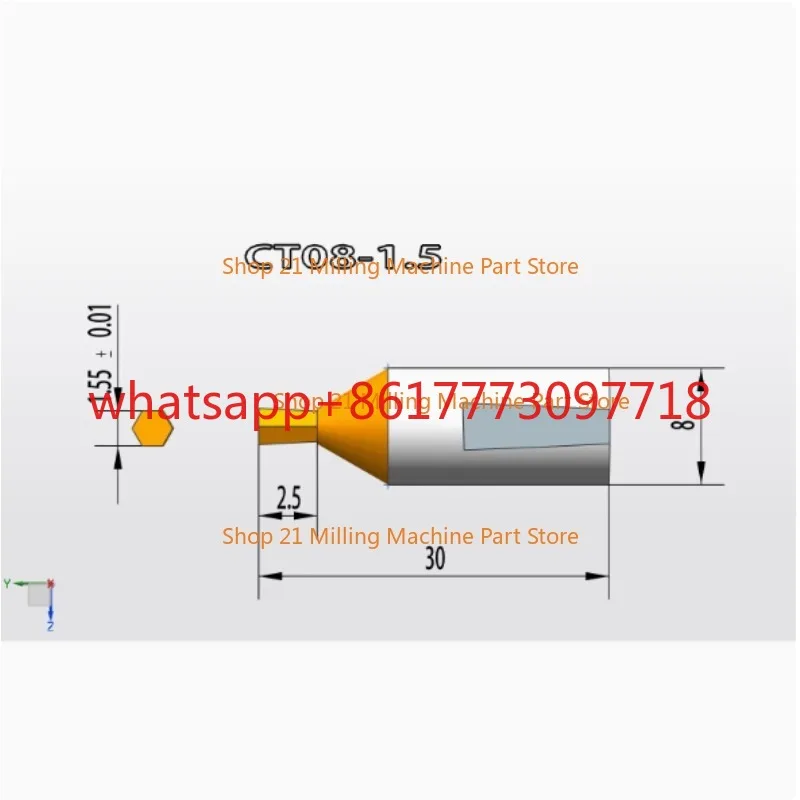 CT08 HSS-Tin Rotary Broach Punching Cutter Tool 8mm Shank Inner Hexagon for Steel Special Punch for Steel Parts