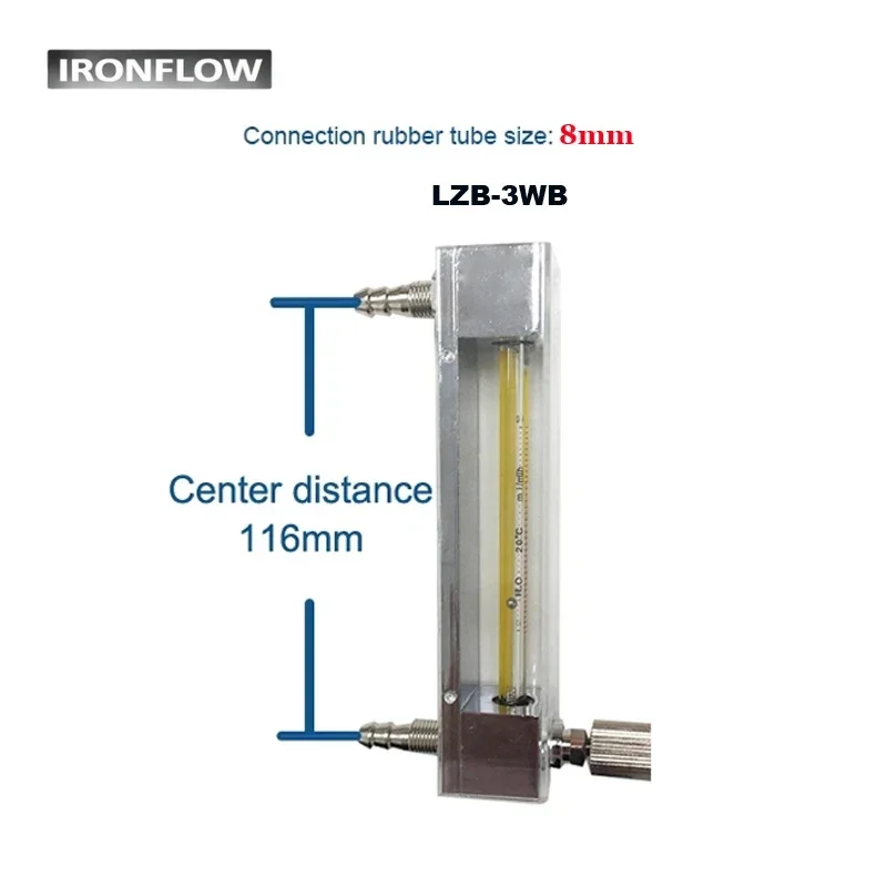 8mm Tube Glass Rotameter LZB-3WB Flow Meter Variable area flowmeter for Gas or liquid