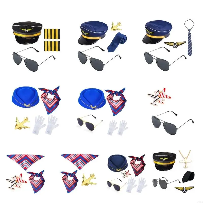 

MXMA Yacht Captain Costume Set Hat Aviator-Sunglasses