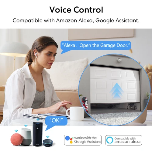 Imagen 2 del producto LoraTap Tuya-controlador inalámbrico para abridor de puerta de garaje, interruptor de protección de seguridad, advertencia temprana, funciona con Google Alexa