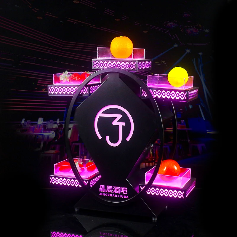 

Поднос для фруктов со светодиодной подсветкой, неоновый свет, подставка для закусок для бара/вечеринки, креативный держатель для десерта, подставка