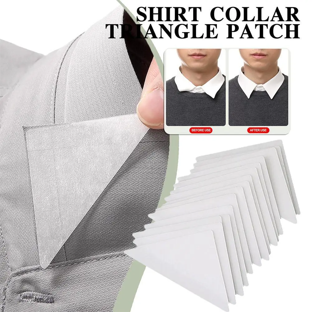 30 pezzi colletto della camicia adesivo collare non inclinabile a forma di artefatto colletto della camicia toppe adesive in PVC per abbigliamento