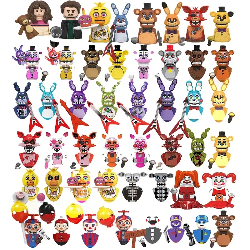 WM6074 WM6170 KF6121 Mini Bricks FNAF Game Figure Chica Bonnie Foxy Golden Bear Nightmare Boy Skeleton Figures Assembly ToyGifts