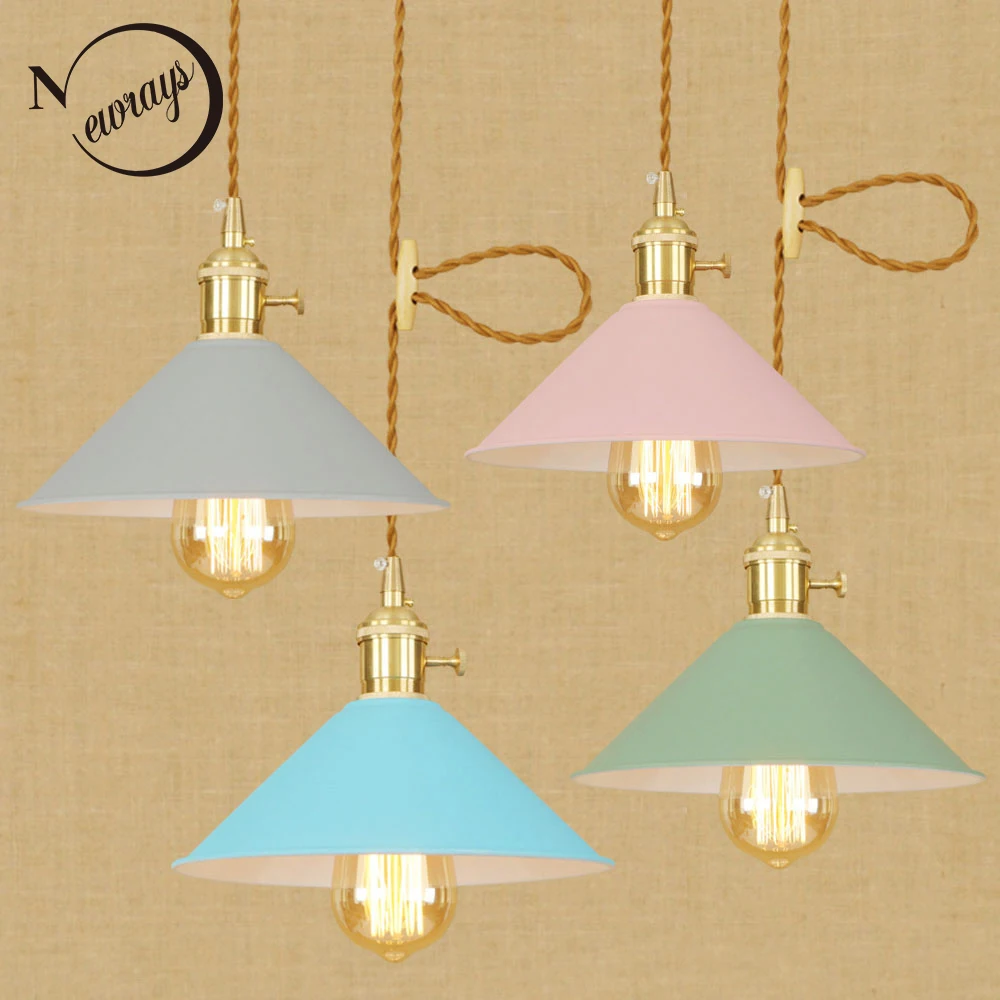 

Loft Industrial modern pendant lamp adjust cord Hang vintage pendant lights with switch for kitchen living room bedroom