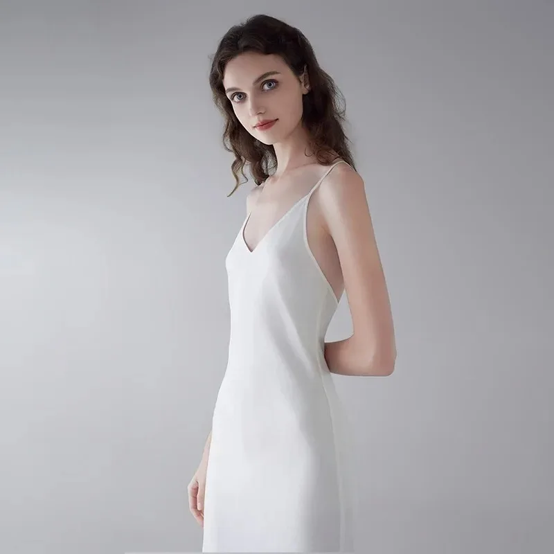 

New Arrival Sand Washed Silk Dress for Women 19 Momme Mulberry Silk Mid-Length Casual Long Dress Draped XS Anti-Static Natural