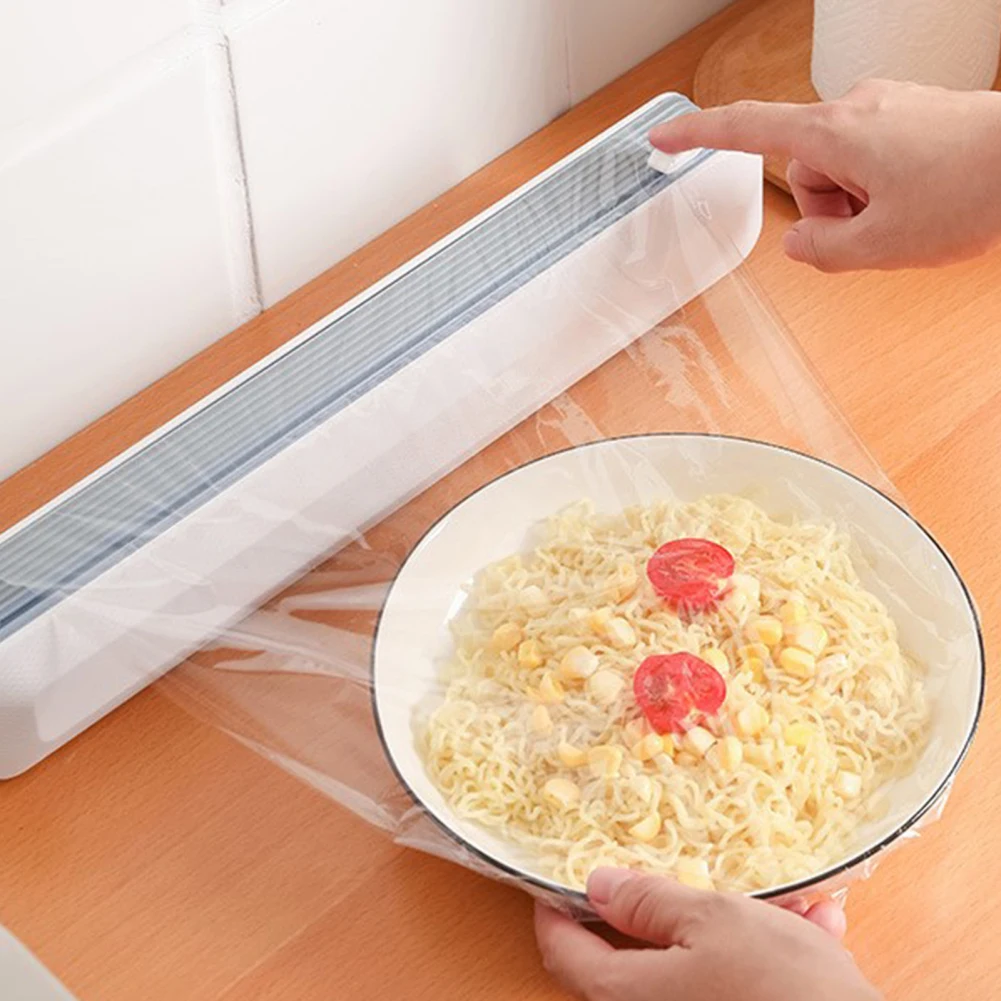 Magnetic Cling Wrap Cutter Dispenser Adjustable Wall Mounted Cling Film Divider  Strong Suction Cup Kitchen Organizers Accessory