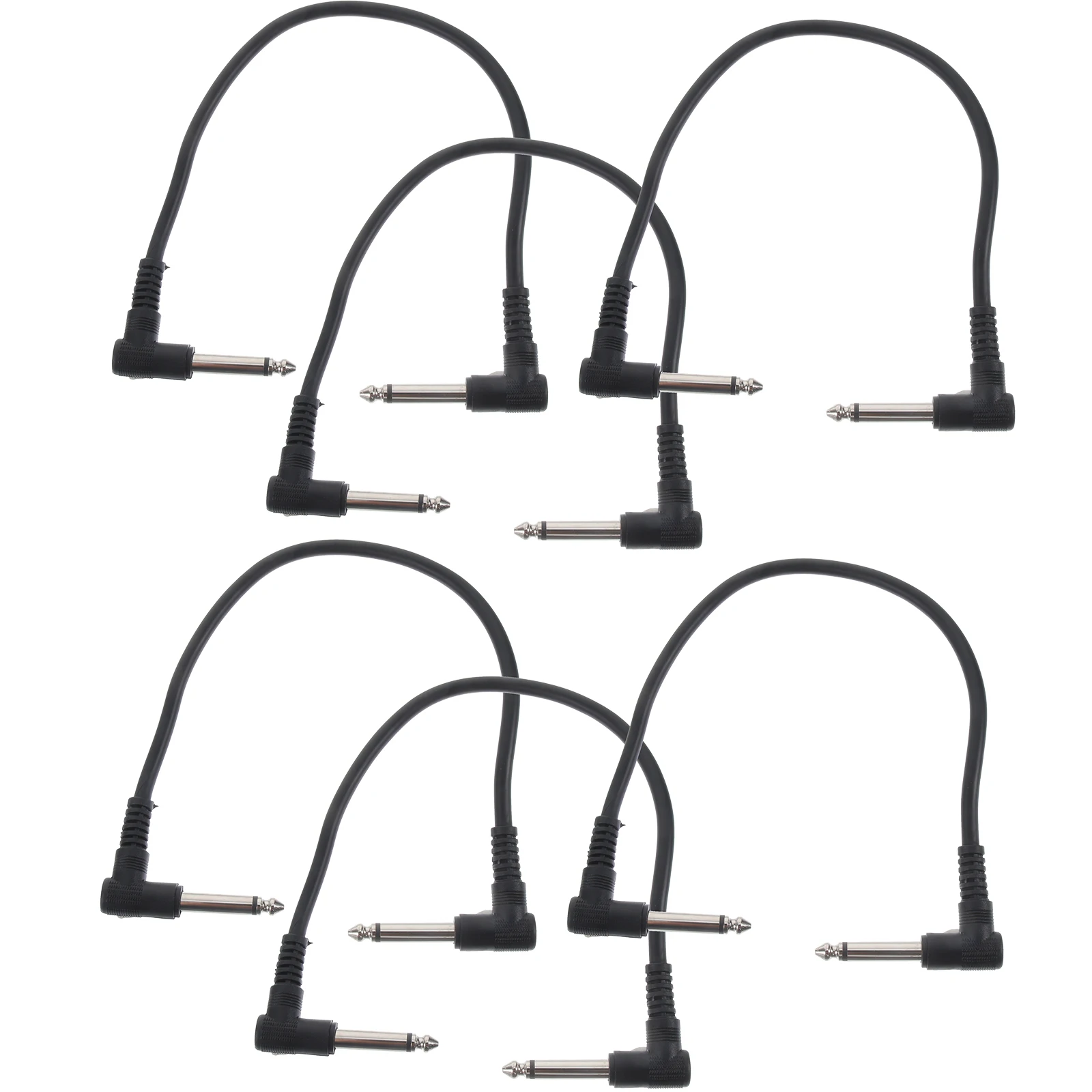 

6pcs Guitar Effect Cable 6.35Mm Professional Audio Patch Cable 30Cm Durable Pvc Shell Sturdy Transmission For Electric Guitar