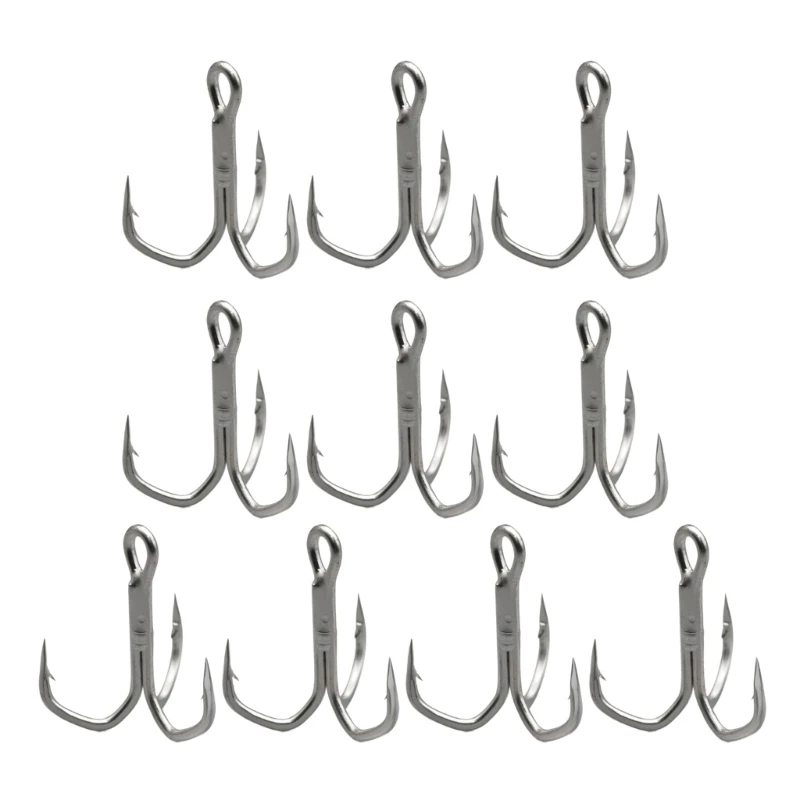 10Pcs Highly Strength Fishings Trebles Hook Brabed Sharply Sea Fishings Hook