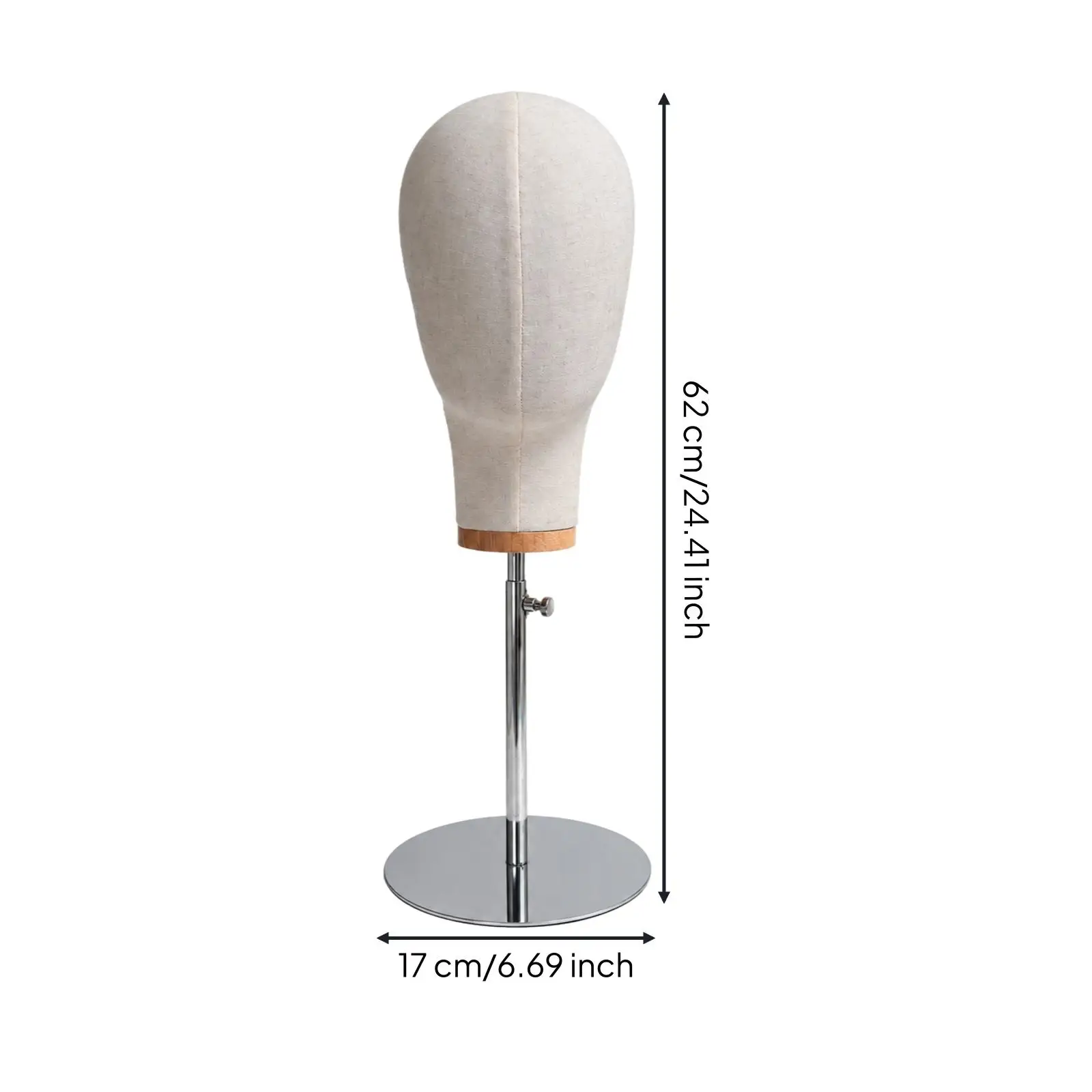 Wig and Hat Display Mannequin Head with Wood Accent Stand Adjustable for Salon Home Organization and Market Booth