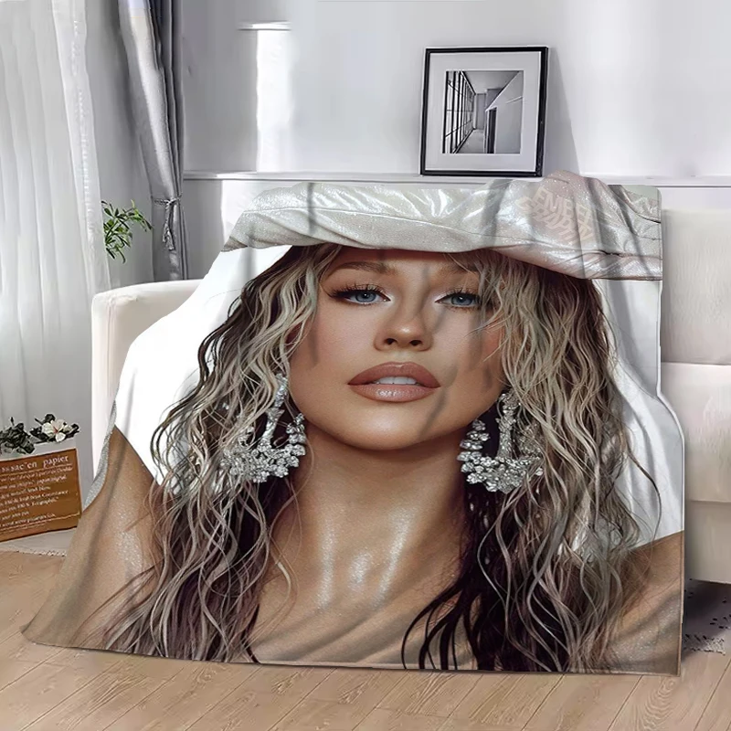 

Christina Aguilera Throw Blanket Office Fleece Blankets for Winter Plead Cover Soft Plaid With Print Portable Microfiber Bedding