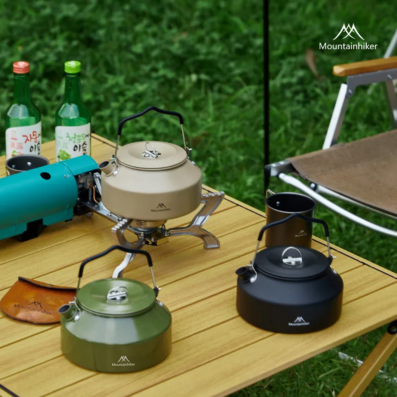 Outdoor Camping Kettle Mountainhiker Aluminium Alloy 1.4L Lightweight Durable Picnic Portable Teapot With Mesh Coth Storage Bag