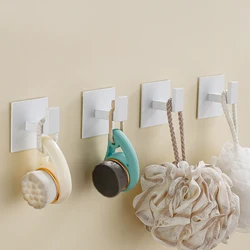 Gancho de pared blanco adhesivo para toallas, soporte sin taladro para colgar en el baño, perchero para bata, colgador de ropa para puerta, organizador de cocina, accesorios