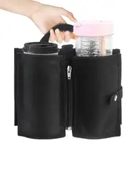 Luggage Travel Cup Holder Portable Drink Bag Hold Two Coffee Mugs Roll on Suitcase Handles Traveler Accessory Men Women