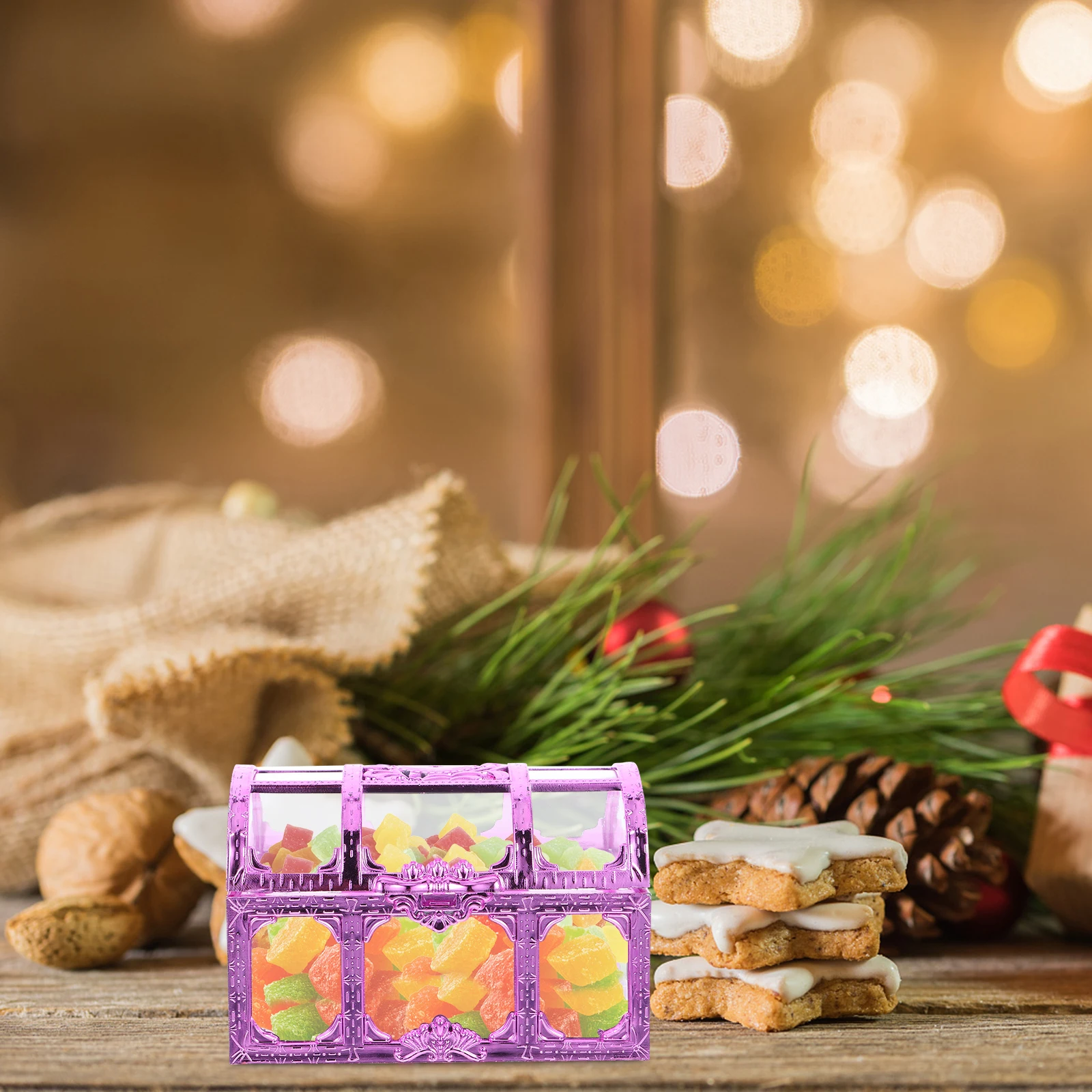 

12pcs Wedding Candy Boxes Hollow Out Treasure Chest Clear Party Favor Boxes Gift Containers For Snacks Jewelry Storage