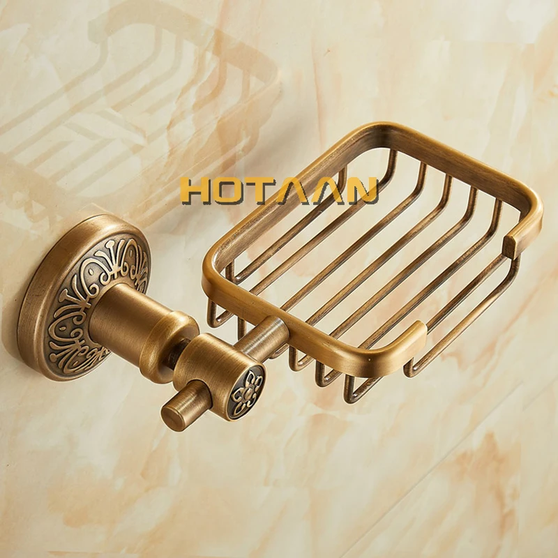 Solid Aluminium Wall Mounted Antique Brass Color Bathroom Soap Basket New Bath Soap Dish Holders Bathroom Products YT-14290