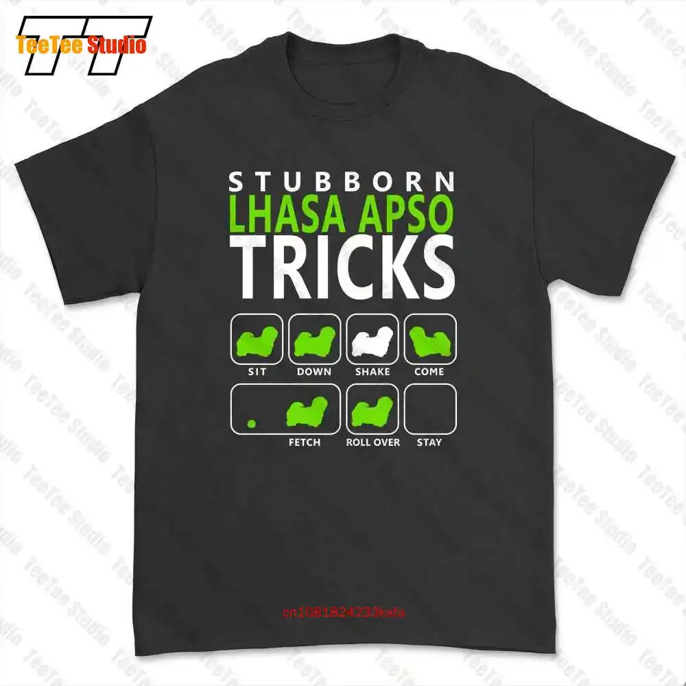 Lhasa Apso trucos teimosos sentarse sacudir venir buscar camiseta 1UV4