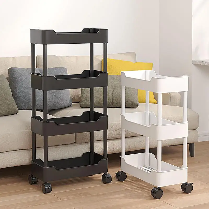 

3/4/5 Tier Rolling Utility Cart Storage Shelf Movable Gap Storage Rack Kitchen Bathroom Living Room Slim Slide Organizer Shelf