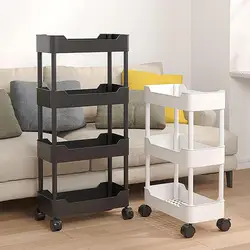 3/4/5 Tier Rolling Utility Cart Storage Shelf Movable Gap Storage Rack Kitchen Bathroom Living Room Slim Slide Organizer Shelf