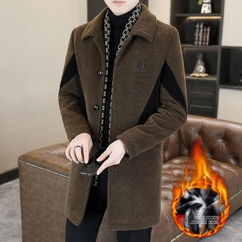 

Thiened Fce Winter Jaet Long Slim Fit Woolen Coat Casual Outerwear for Women Cleanfit Sle PU Material Thin but Warm