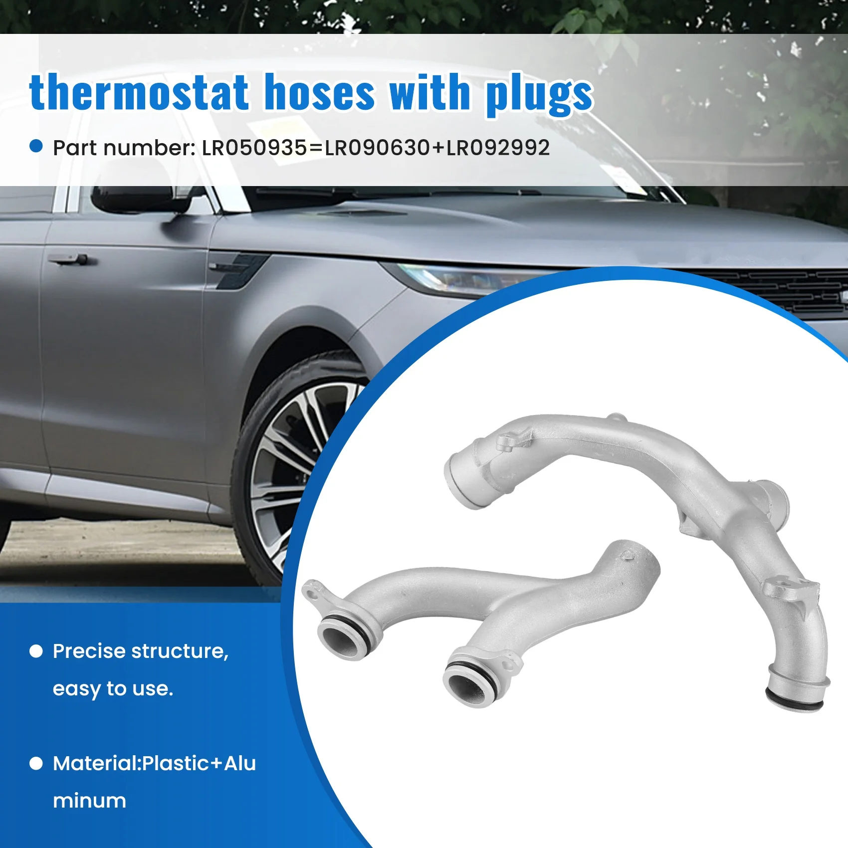 

AU28-3Pcs Petrol Water Outlet Tube Thermostat Hose With Plug For Land Rover Discovery 4 Range Rover Sport 3.0L V6 5.0L V8
