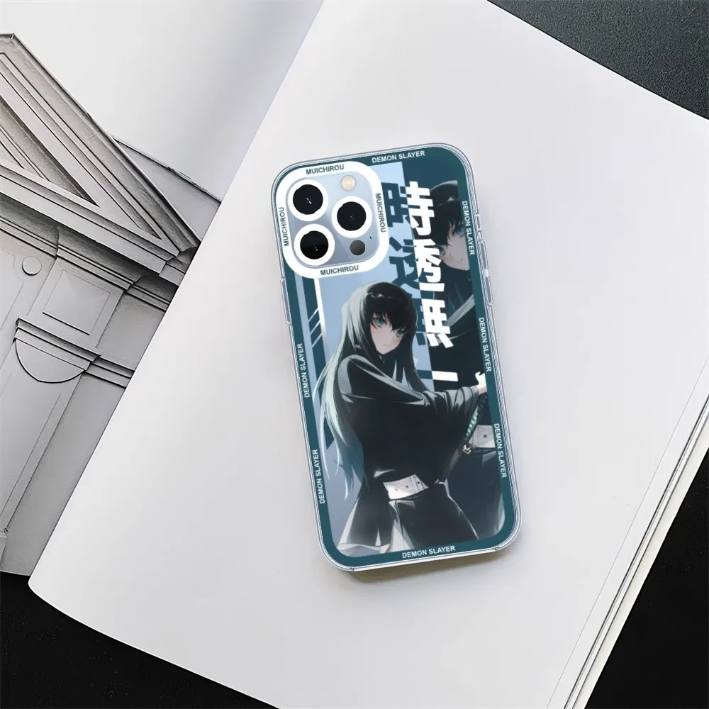 Anime Demon Slayer Muichiro Tokito Phone Case For iPhone 11 12 Mini 13 14 15 Pro Max Transparent Shell