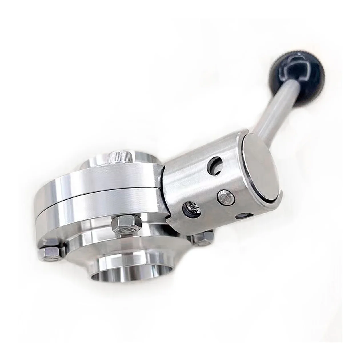 الفولاذ المقاوم للصدأ لحام صحي صمام فراشة يدوي الغذاء الصف النظافة صمام فراشة لحام