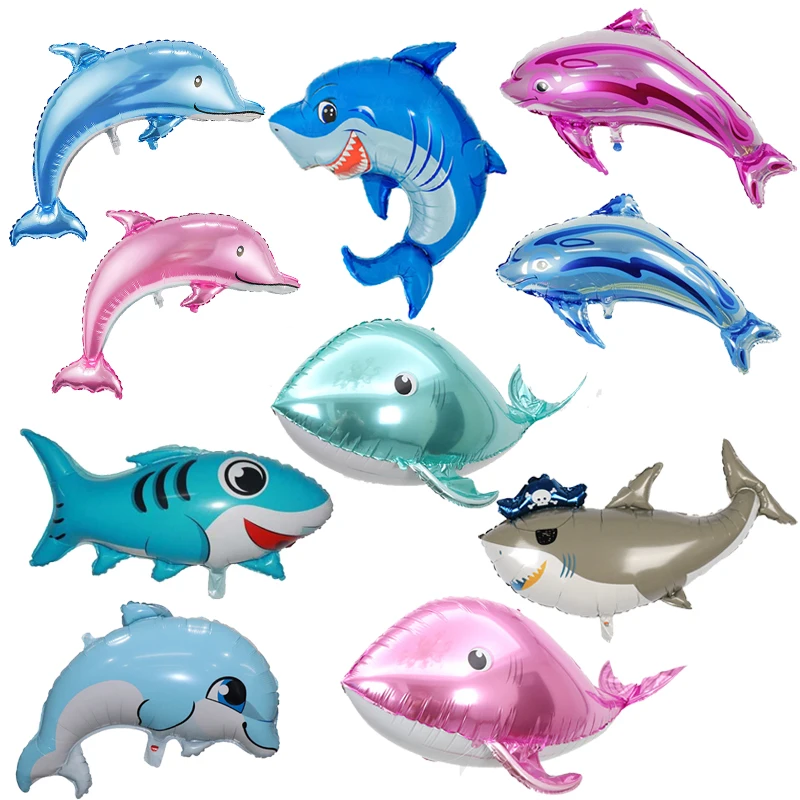 New Year Aluminum Film Balloon Large Marine Animals Shark Dolphin Whale Balloon Children Shower Birthday Party Decoration Toy