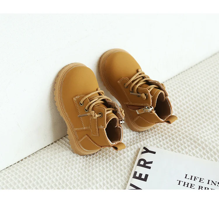 Neue Frühling/Herbst Baby Stiefel Leder Britischen Stil Jungen Mode Stiefel Gummi Sohle Zip Seite Kleinkind Mädchen Stiefeletten 15-25 – Detail 13