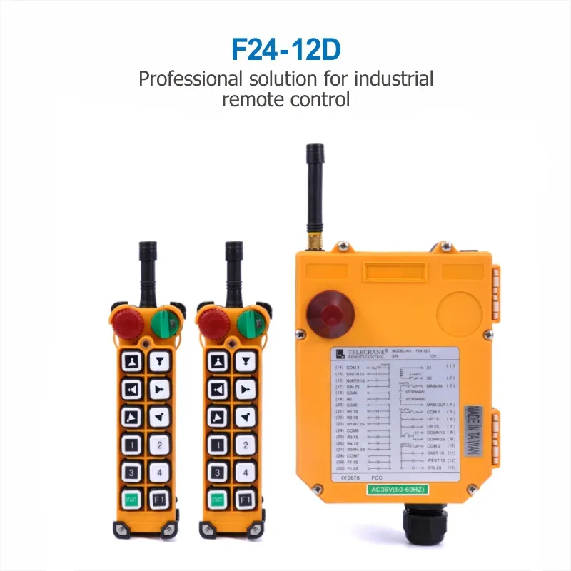 Imagem -02 - Interruptor de Controle Remoto sem Fio Telecrane F2412d Industrial Rádio Grua Velocidade Dupla 36v 220v 380v 12 Canais