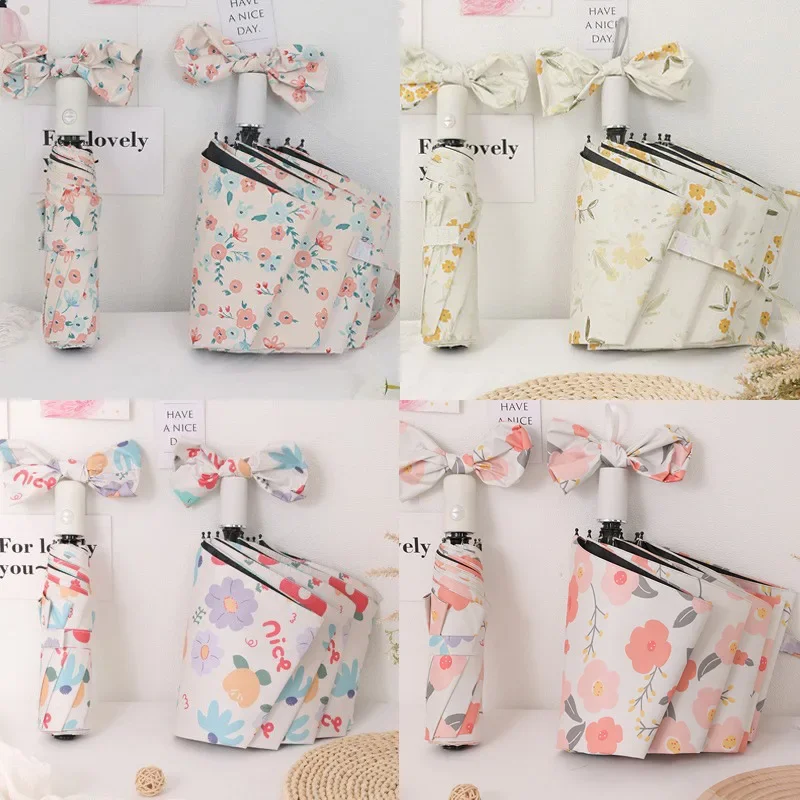 Automatic Umbrella Beautiful Flower Oil Painting Pattern Travel Portable Folding Umbrella Sunshade Rain Windproof Umbrella