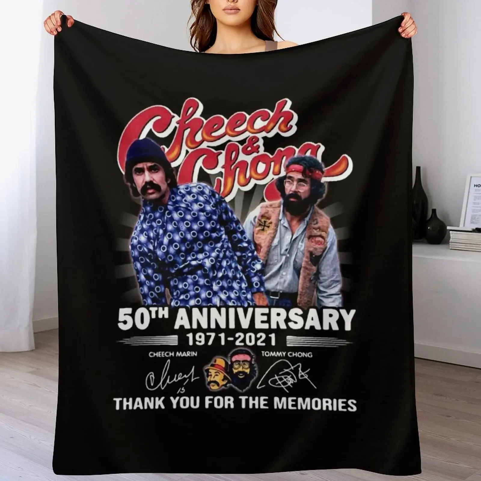 Cheech & Chong 50th Anniversary 1971-2021 Throw Blanket Luxury Throw manga Blankets