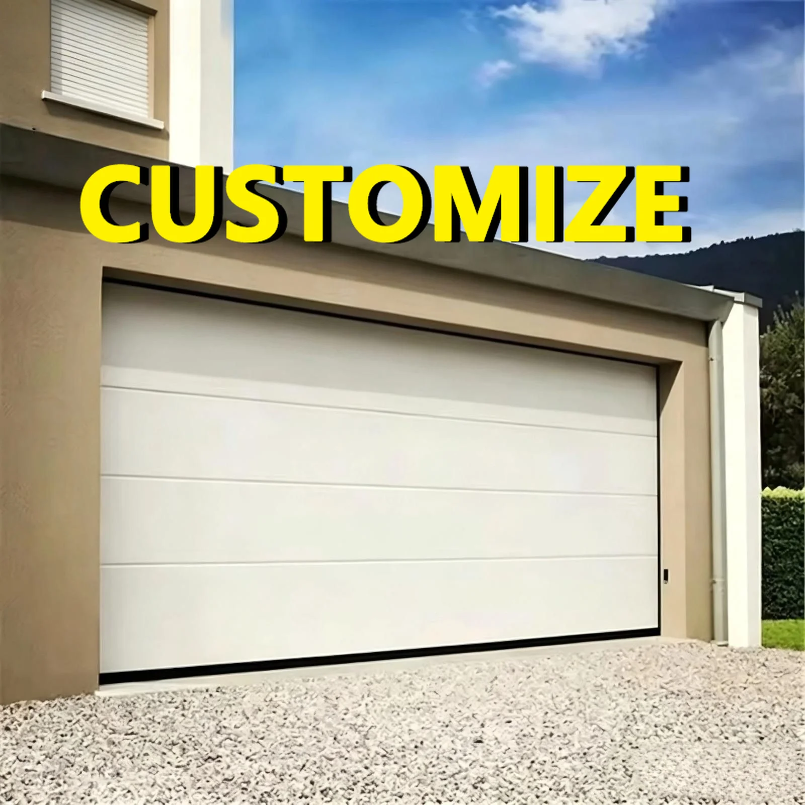 Any Size Custom Invisible Frameless Aluminum Garage Door Ultra Minimalist Look Remote Auto Lift Luxury Flat Entry Door