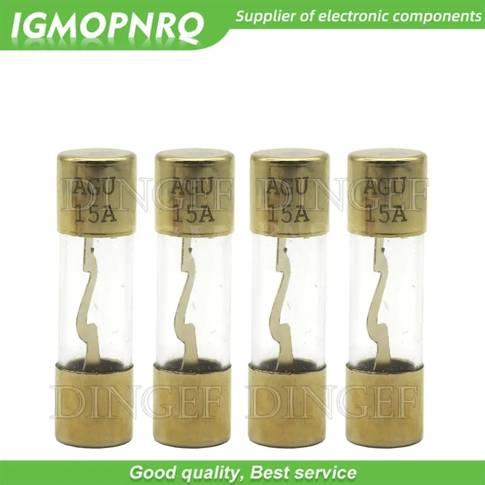 1PCS Gold Plated Glass AGU Fuse Fuses Pack Car Audio Amp Amplifier 10A 15A 20A 25A 30A 40A 50A 60A 70A 80A 100A Car Fuse 10*38MM