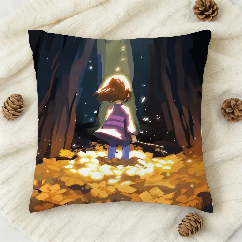 U-Undertale Game Double-sided Printed Square Decorative Cushion Cover for Sofa Living Room Home Decor