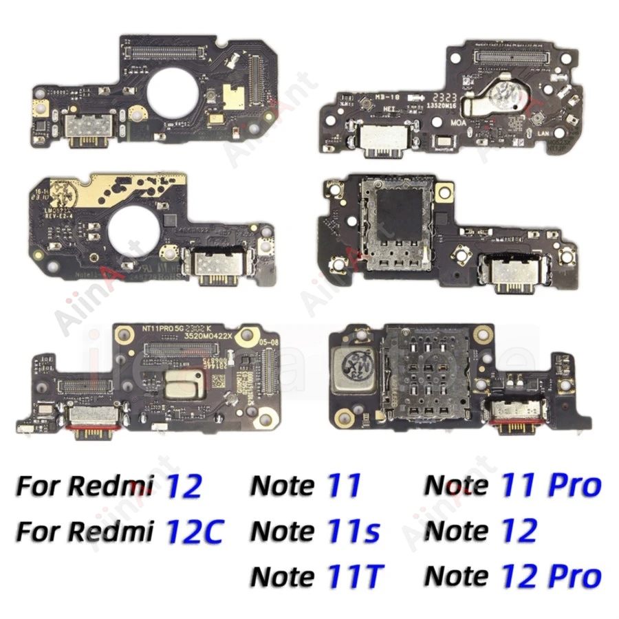 

Dock USB Sub Charger Connector Mic Board Charging Port Flex Cable For Xiaomi Redmi Note 11 11E 11T 11s 12C 12 Pro Plus 5G 4G