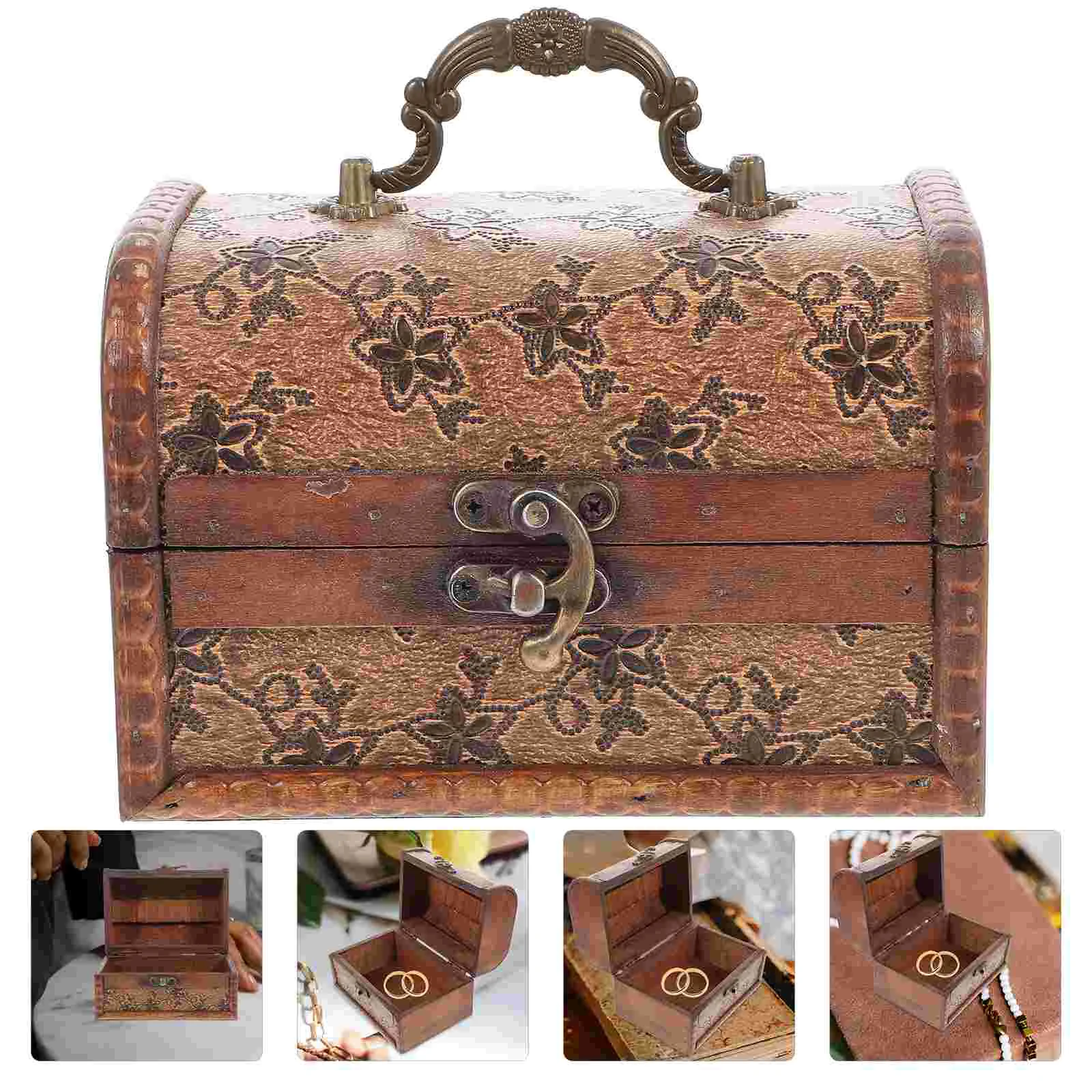 

Vintage Storage Wooden Box Miniture Decoration Earring Case Travel Jewelry Container Organizer