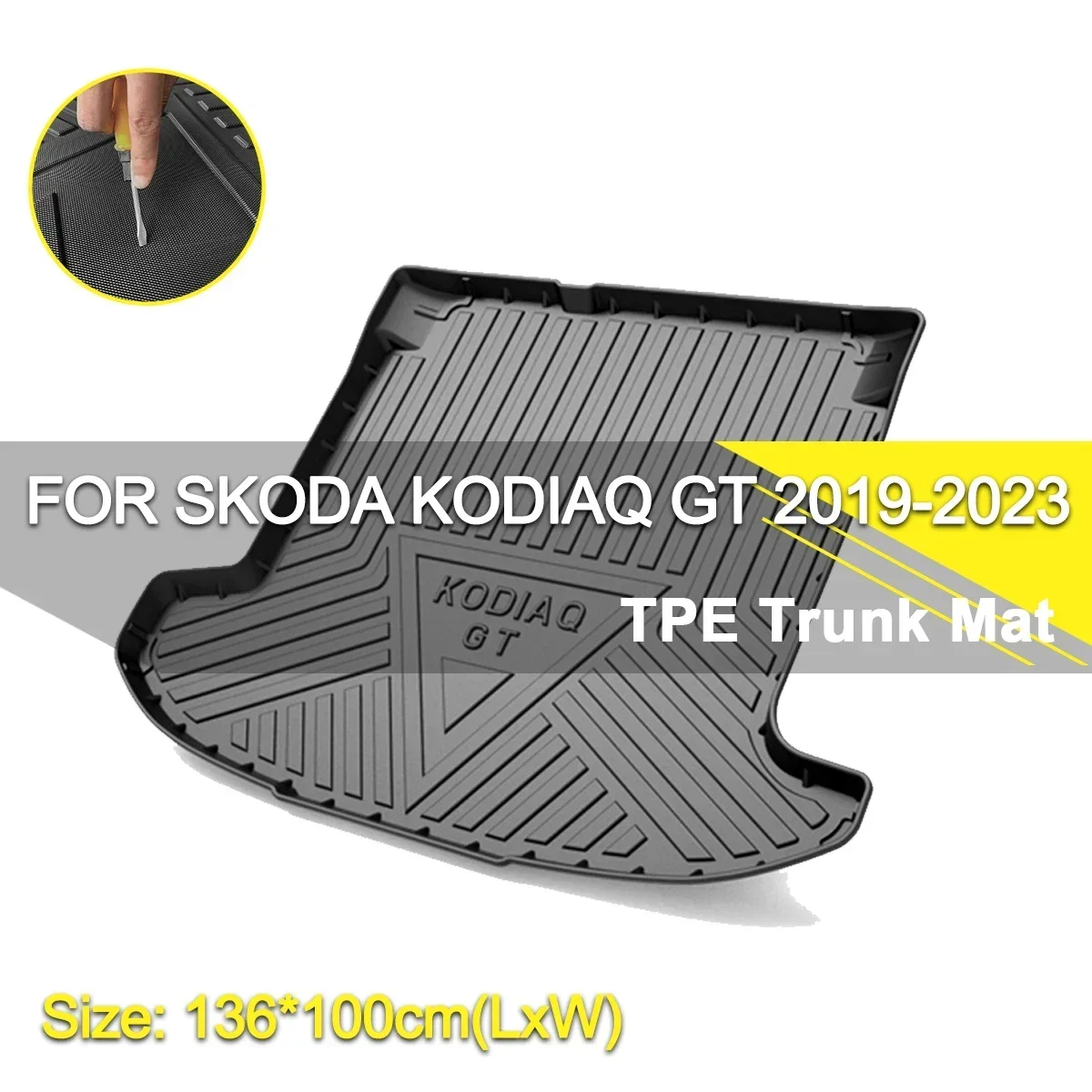 

Car Rear Trunk Cover Mat Waterproof Non-Slip Rubber TPE Cargo Liner Accessories For Skoda Kodiaq GT 2019-2023