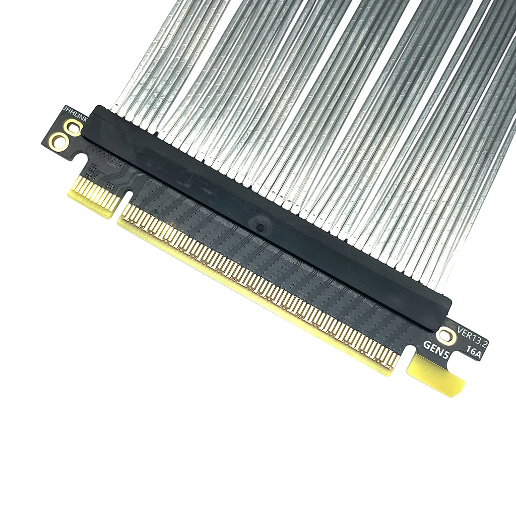 كابل تمديد بطاقة الرسومات PCI-E 5.0 X16 كابل مطلي بالفضة GEN5 64GB\S 270 °   كابل تمديد وحدة معالجة الرسومات لهيكل 217e NZXT H1