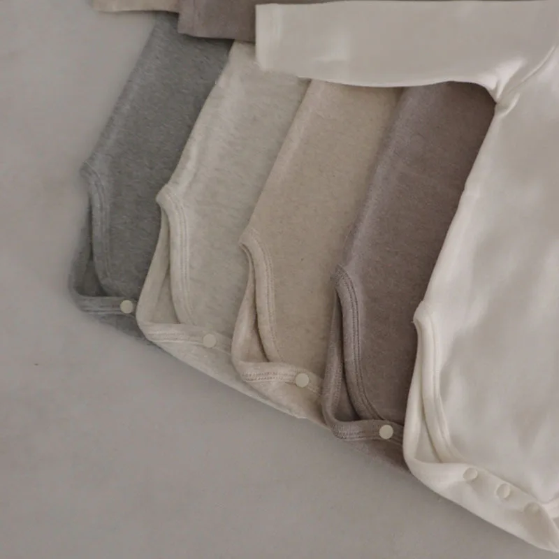 الوليد 3 إلى 24 متر الصلبة الكورية القطن رومبير الطفل Ins نصف عالية الرقبة منامة نيسيي شتاء دافئ للجنسين الرضع لينة داخلية 2026