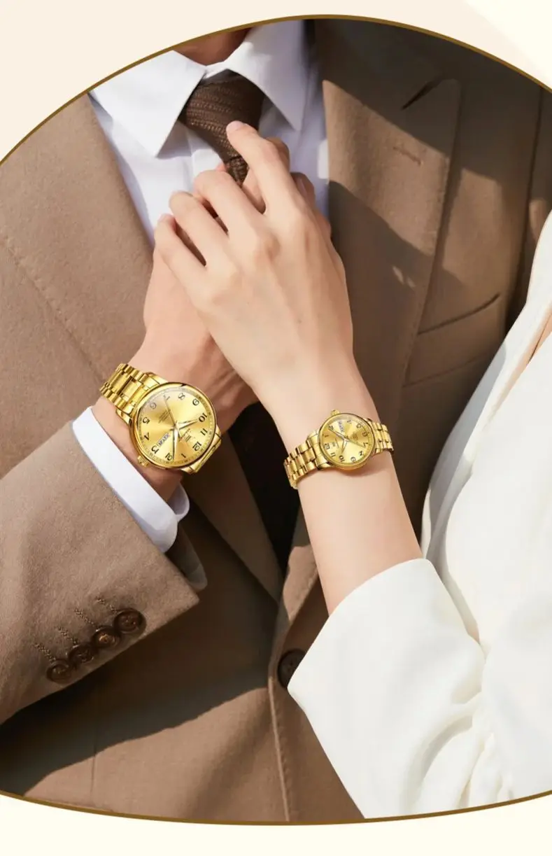 ساعات أوتوماتيكية OLEVS 7072 للرجال والنساء من الفولاذ المقاوم للصدأ مقاومة للماء بتقويم مزدوج وساعة يد ميكانيكية مضيئة للزوجين