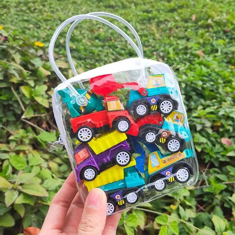W3JF 6pieces ziehen Fahrzeugschub und Go -Autospielzeug Spaß und Bildungsspielzeug für Kinder zurück