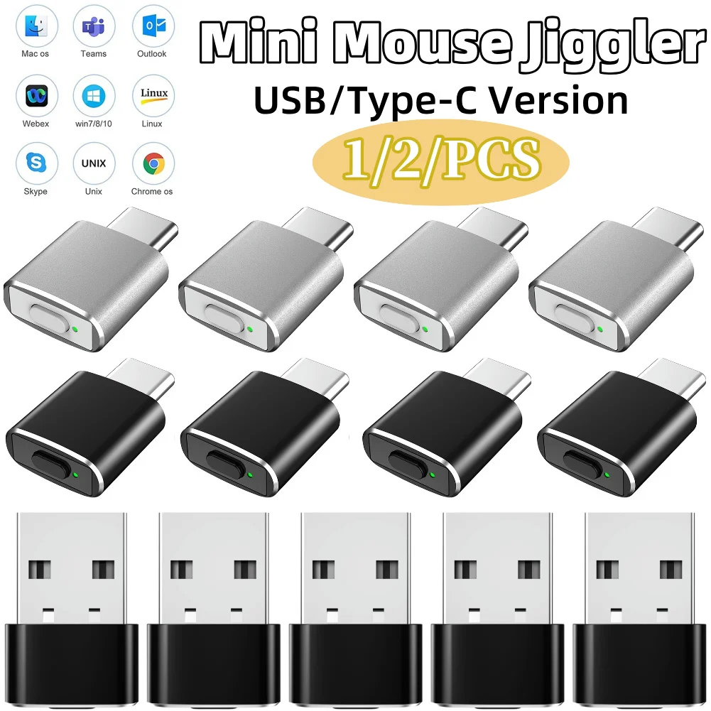 Mini Automatic Mouse Jiggler Mover ON/Off Button USB Automatic Move Cursor Undetectable Plug and Play Keeps Awake for Computer