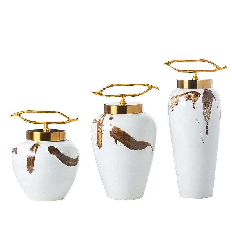 الرجعية الزخرفية السيراميك تخزين الجرار الزنجبيل جرة الحلوى يمكن علبة الشاي مكتب الديكور تشكيلة زهور ديكور المنزل خمر
