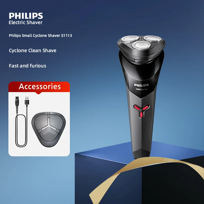 Philips S1113 Electric Shaver For Men USB Charging PowerCut Stainless Steel Blades Ergonomic Design Triple Floating Head Adults